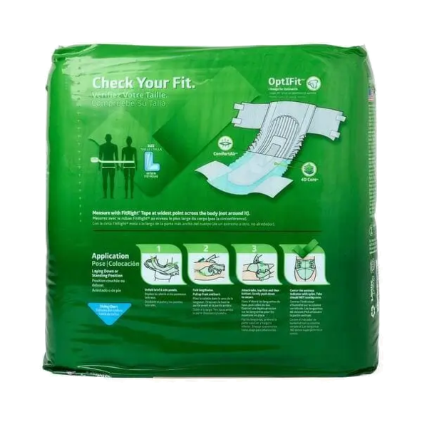 FitRight Extra Cloth-Like Adult Incontinence Briefs Unisex Heavy Absorbency L 44in–56in 80Ct -  FITEXTRALGZ