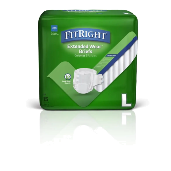 FitRight® Extended Wear Briefs – Large, Unisex, Overnight Absorbency - mtb80500