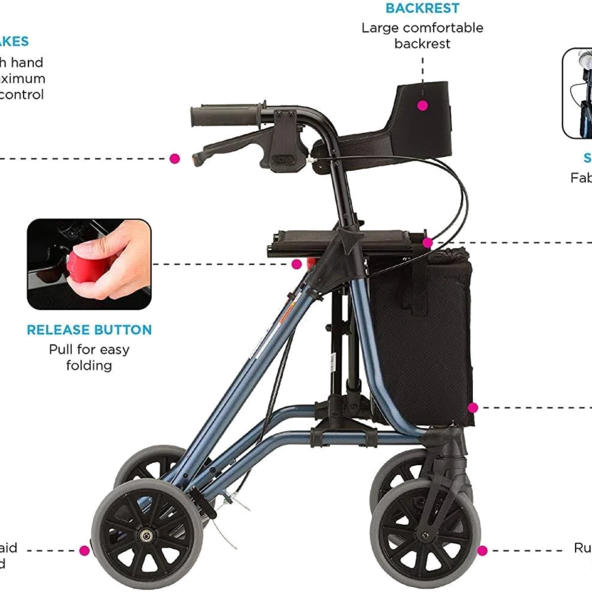 Forte 23 Walker Rolling Walker lightweight aluminum Nova  4323DB
