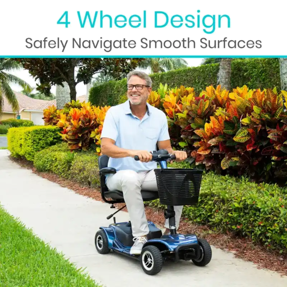 Four Wheel Mobility Scooter LONG RANGE BATTERY Vive health MOB1027BLU 