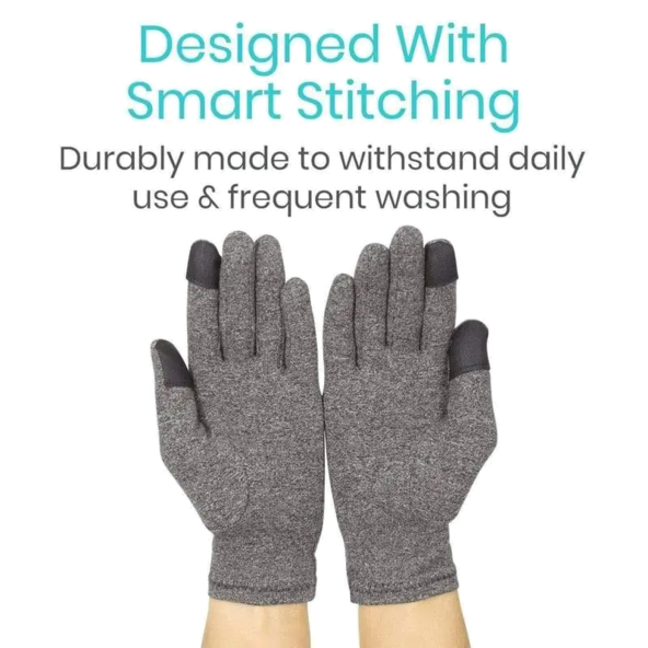 Full Finger Arthritis Gloves Digital Touchscreen Tips Vive Health_SUP2019GRYS