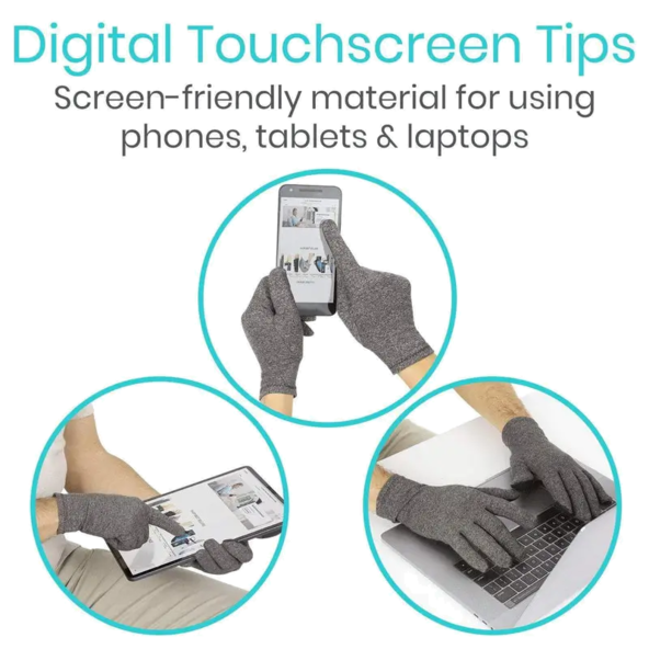 Full Finger Arthritis Gloves Digital Touchscreen Tips Vive Health_SUP2019GRYS