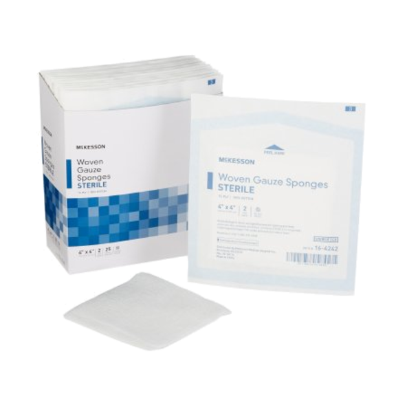 Gauze Sponge McKesson Cotton 12-Ply 4 X 4 Inch Square Sterile 762703