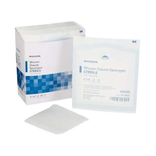 Gauze Sponge McKesson Cotton 12-Ply 4 X 4 Inch Square Sterile 762703