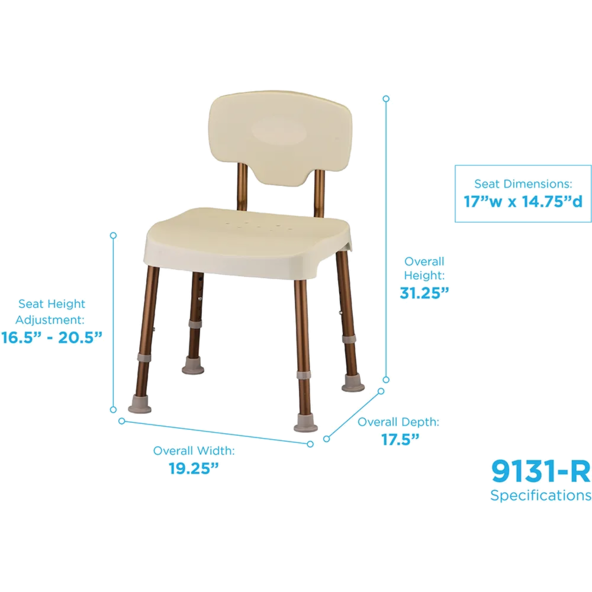 Heavy Duty Bath Seat With Back BARIATRIC lightweight 500 lb 9131