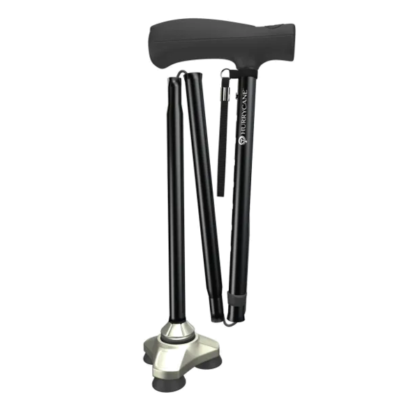 HurryCane Freedom Edition Folding Standing All Terrain Can HCANE-BK-C2