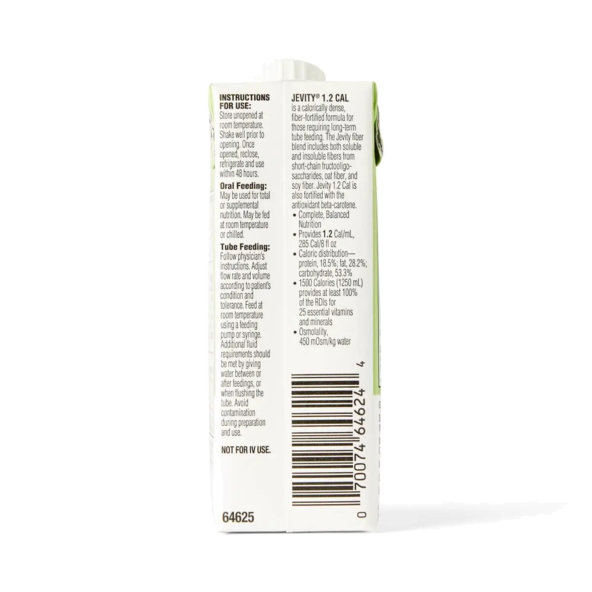 Jevity® 1.2 Cal Nutritional Supplement with Fiber – Unflavored, 8 oz Carton, Case of 24 - r-l64625