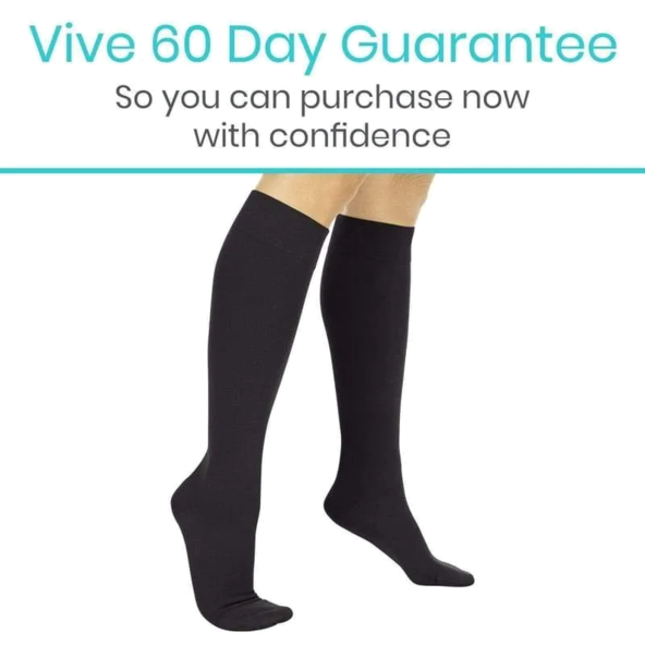 Knee high Compression Stockings Breathable WIDE 15-20 Vive Health SUP2016BLKS
