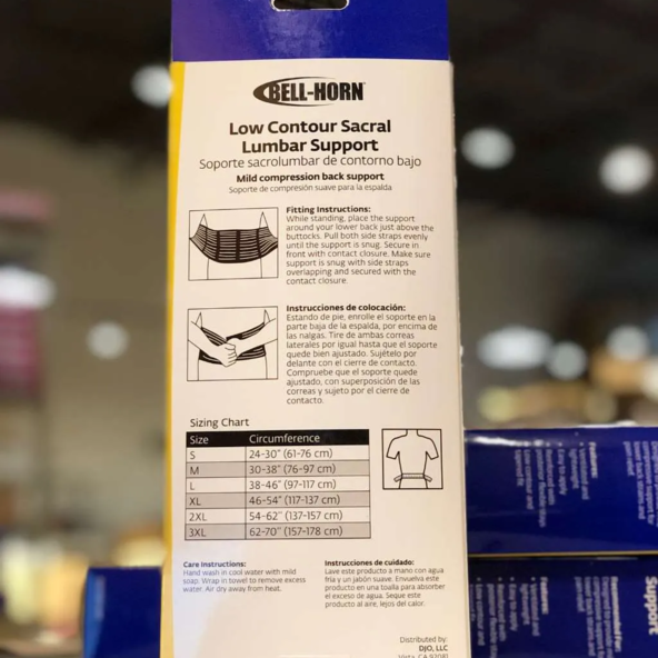 LOW CONTOUR LUMBO-SACRAL SUPPORT breathable elastic Donjoy l0625