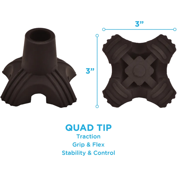 Mini Quad Cane Tip DURABLE RUBBER TRACTION BASE nova NOV-10041BK