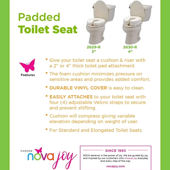 PADDED TOILET SEAT RISER - 2629-R