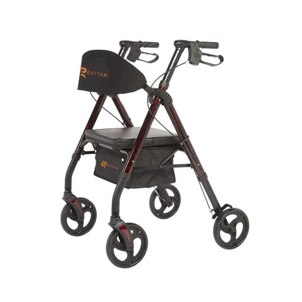 ROYAL DELUXE UNIVERSAL - ALUMINUM 4 WHEEL ROLLATOR WITH UNIVERSAL HEIGHT ADJUSTMENT Laser Red 812ULB