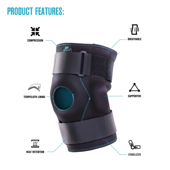STABILIZING HINGED KNEE WRAP DA161KB02-BLK-S_