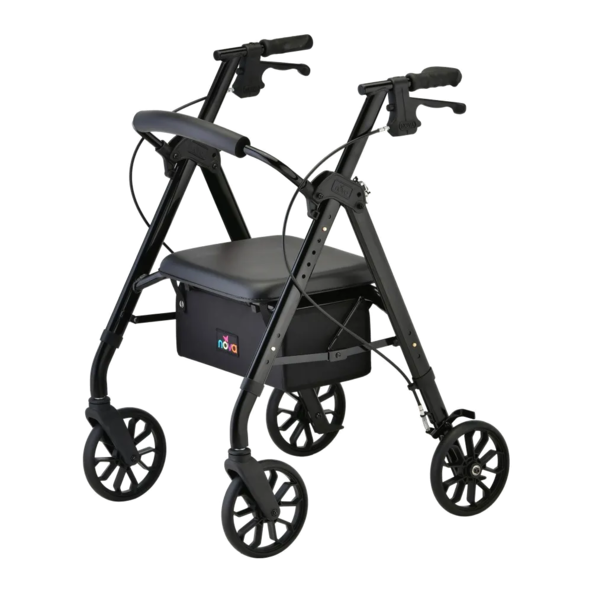STAR 8 Rollator Walker, 8 Wheels & Standard Size, Black NOV-4288BK