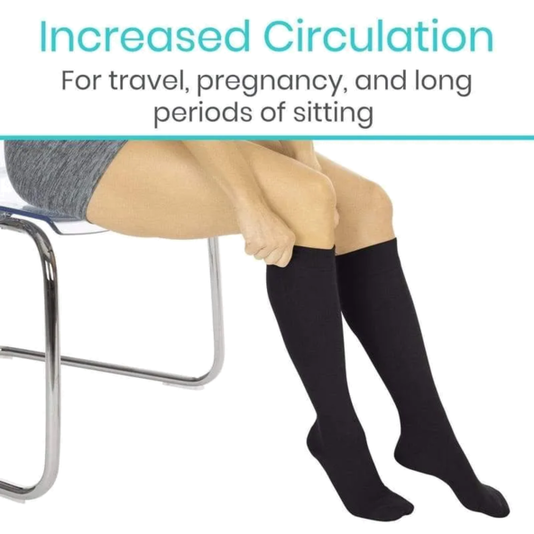 Thigh High Compression Stockings Breathable soothing moderate Vive Health SUP2089BGES