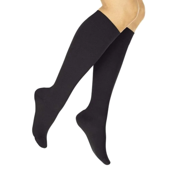 Thigh High Compression Stockings Breathable soothing moderate Vive Health SUP2089BLKL