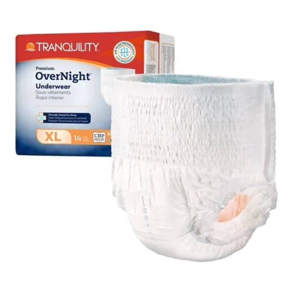 Tranquility Premium OverNight Absorbent Unisex Adult Underwear, Case of 56 and Case of 48 665231