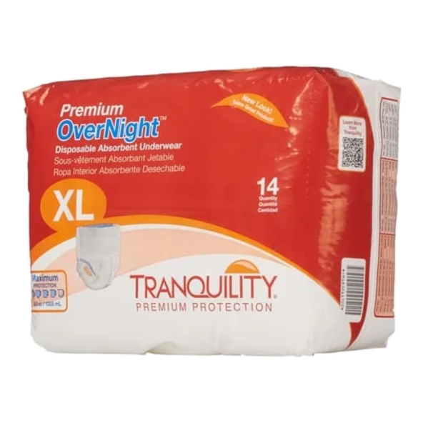 Tranquility Premium OverNight Absorbent Unisex Adult Underwear, Case of 56 and Case of 48 813408