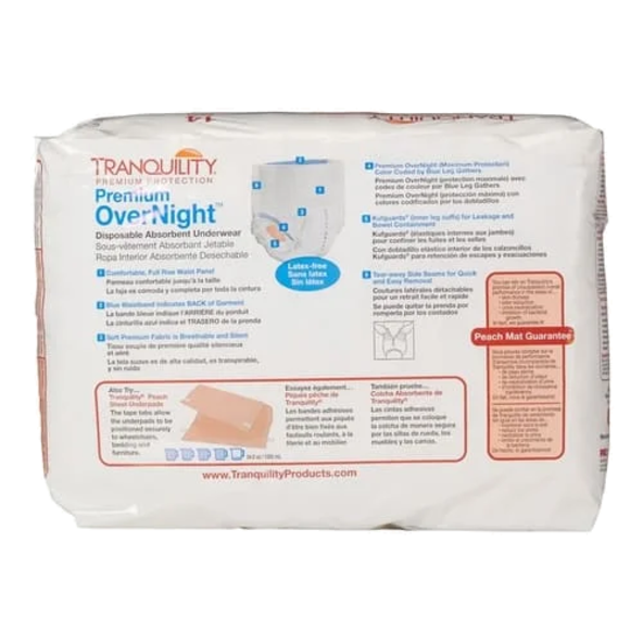 Tranquility Premium OverNight Absorbent Unisex Adult Underwear, Case of 56 and Case of 48 813408