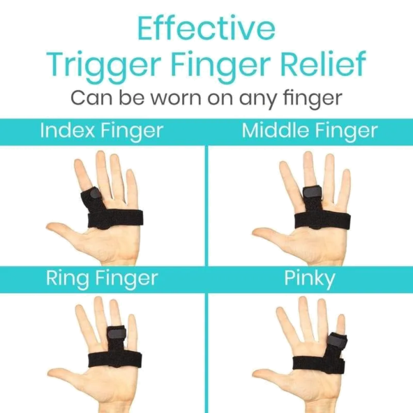Trigger Finger Splint Brace Built-In Aluminium Support Vive Health SUP2023BLK