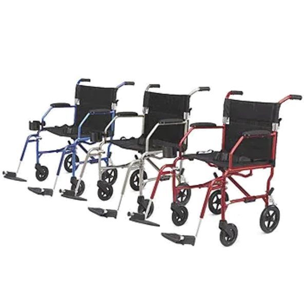 Ultralight Transport Mobility Wheelchair, 19 Wide Medline MDS808200F3BK
