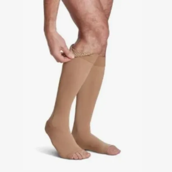 Sigvaris Men's Essential Opaque Calf with Grip Top, 20–30 mmHg, Closed Toe