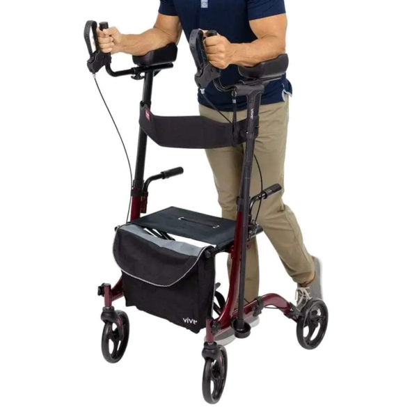 Upright Rollator - Walker with Foldable Transport Seat Vive health MOB1033RED