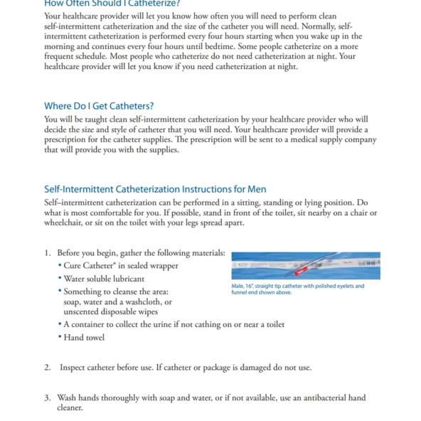 Urethral Catheter Straight Tip Lubricated Cure Medical T14