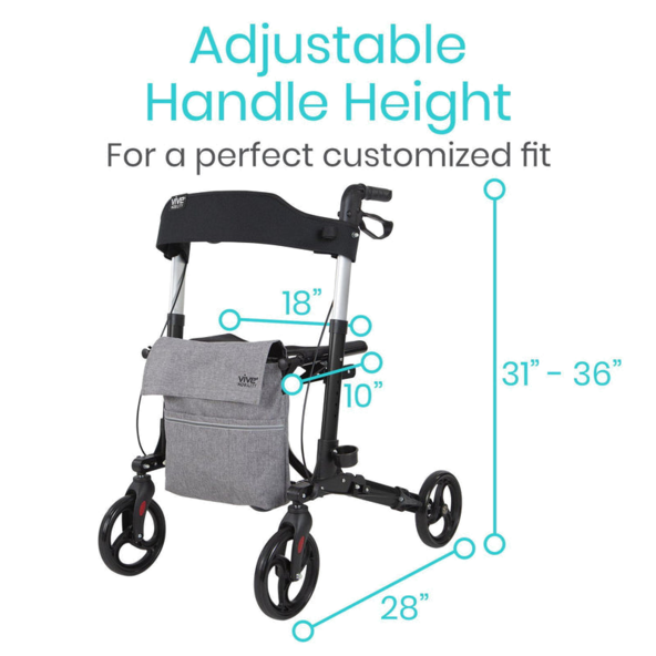 Walker Rollator - Lightweight Foldable Walking Transport MOB1010BLK