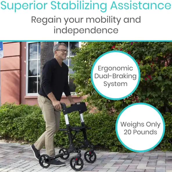 Walker Rollator - Lightweight Foldable Walking Transport MOB1010BLK