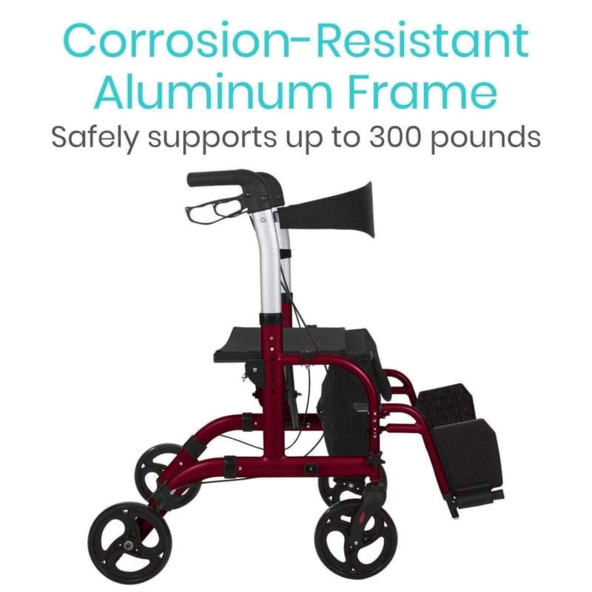 Wheelchair Rollator transport chair vive health MOB1018BLU