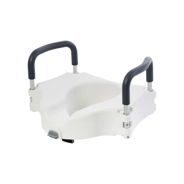 LOCKING RAISED TOILET SEAT WITH REMOVABLE ARMS