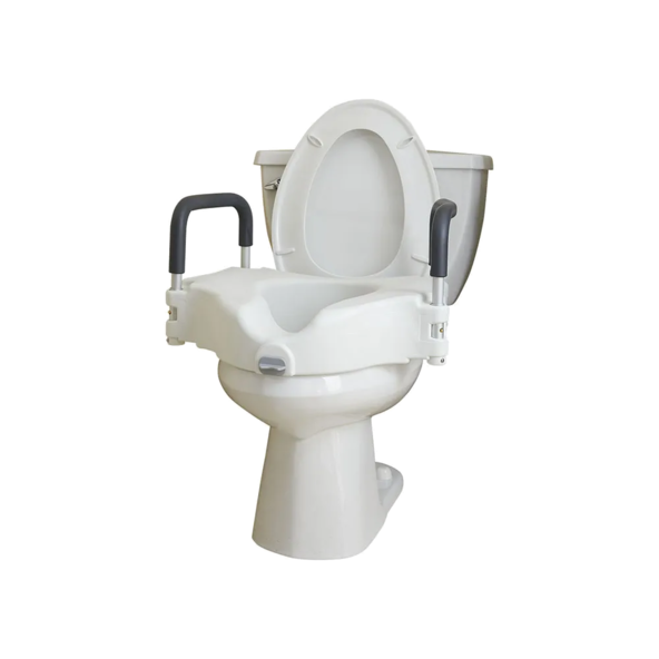 LOCKING RAISED TOILET SEAT WITH REMOVABLE ARMS