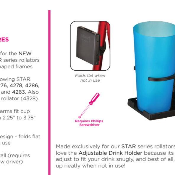 FOLDING CUP HOLDER WALKER Rollator CH-1101