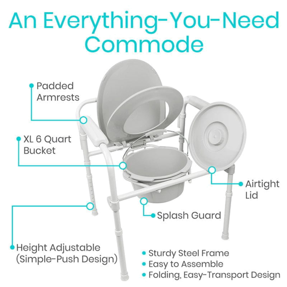 foldable bedside commode