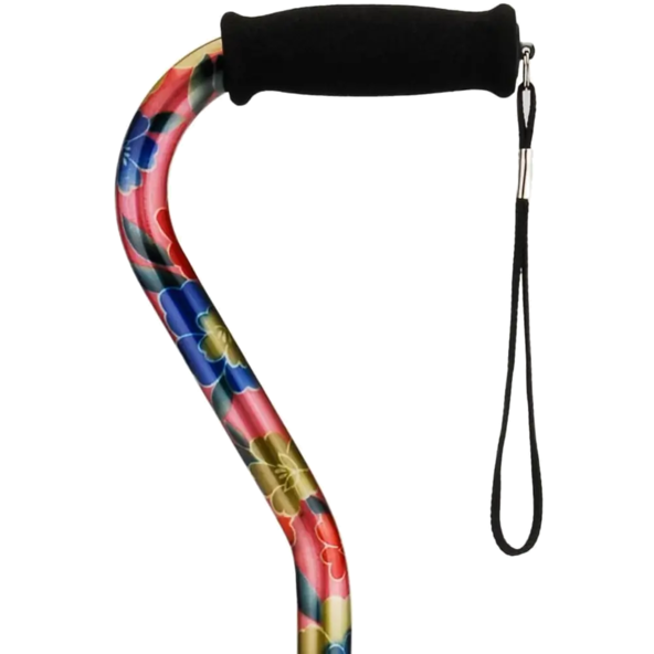 Offset Cane with Strap, Pink Garden - 1070PG