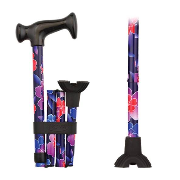 FOLDING CANE QT MAUI FLOWERS nova medical - QT3024