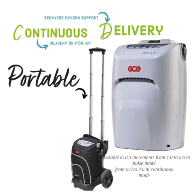 Portable Oxygen Concentrator with Pulse and Continuous Oxygen Delivery Modes